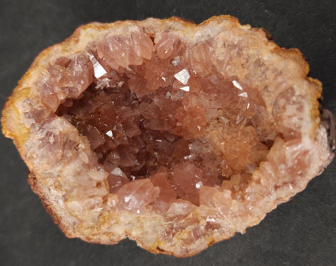 Gorgeous Pink Amethyst aka Rose Quartz Crystals Partial Geode Choique Mine Argentina - Mineral Specimen Crystal Cluster