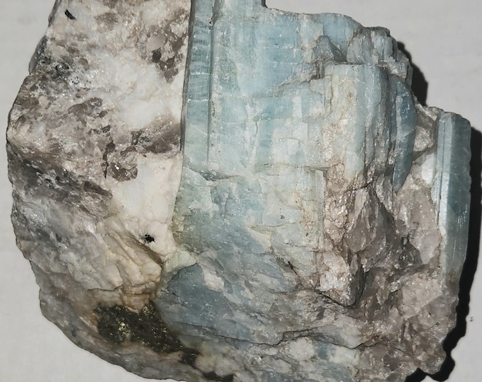 Extra-Large Beryl var. Aquamarine Crystals with Quartz from Brazil