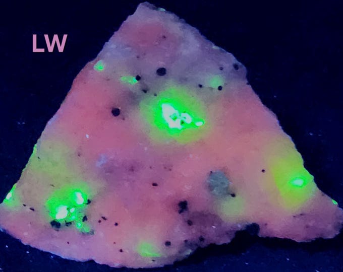 Gorgeous SW MW LW Uv Fluorescent Watermelon Calcite & Willemite from Franklin New Jersey - Ultraviolet Minerals