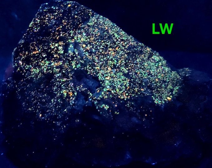 Nice LW & MW Uv Fluorescent + LW Phosphorescent Sphalerite + Calcite - Horn Silver Mine, Frisco, Utah
