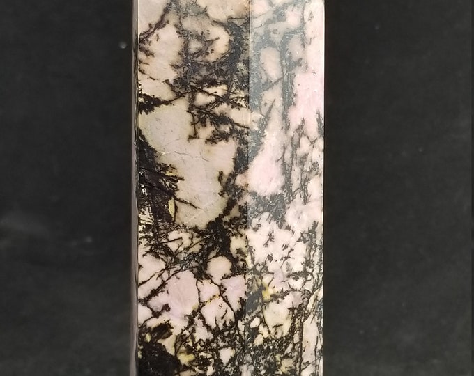 Large 6.6" 1.81 lbs Rhodonite Manganese Dendrites Crystal Tower Art Display Reiki Crystals Healing Meditation Carved Gems Stone Gemstone