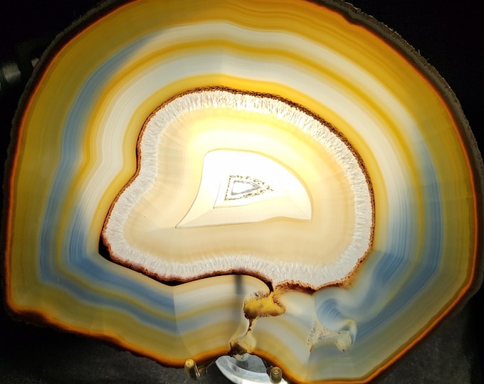 Large, 2-Sided Polished Banded Agate Slab from Brazil - Mineral Specimen Display