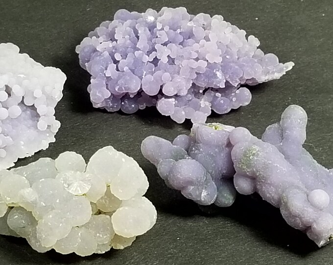 Lot of GRAPE AMETHYST CHALCEDONY Crystals Jewelry Mineral Specimens Sulawesi Indonesia Mineral Specimen Bubbly Purple Agate Quartz Gems