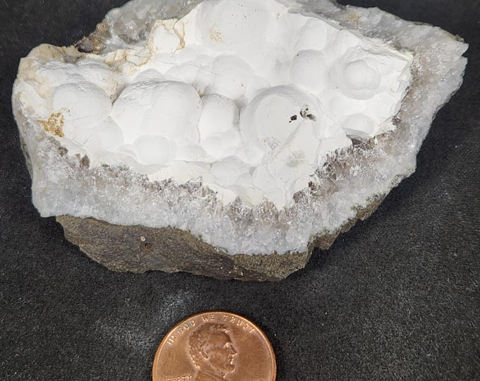 Snow White Botryoidal Pectolite on Quartz Crystals - Millington Quarry, Bernards Twp., New Jersey - Mineral Specimen