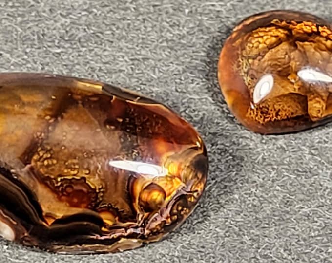 Lot of 2x - 20cts  A++ Freeform Fire Agate Cabochons - Aguascalientes, Mexico Gemstones Gems Crystals for Jewelry