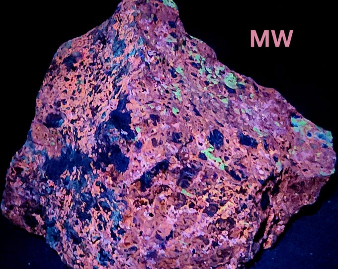 Choice Big 2.8lbs MW + LW Uv Fluorescent Birdseye Sphalerite - ZCA Mines, Balmat, New York, Usa Ultraviolet Mineral Specimen
