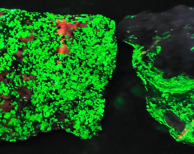 2x Shortwave SW & Longwave LW Ultraviolet Fluorescent Willemite Calcite Sphalerite Sterling Hill Mine by Franklin New Jersey UV Minerals