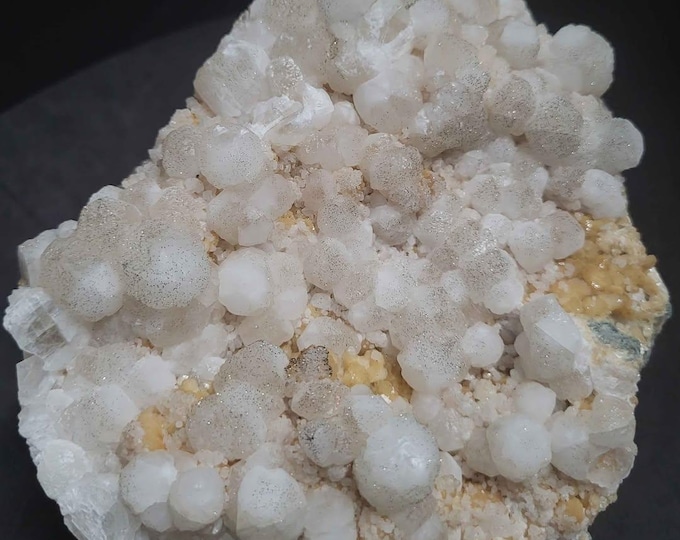 Big SW/MW/LW Uv Fluorescent Calcite & Pyrite Crystals on Orange/Pink Stilbite - Moore's Station Quarry, Hopewell Twp, Nj - Mineral Specimen