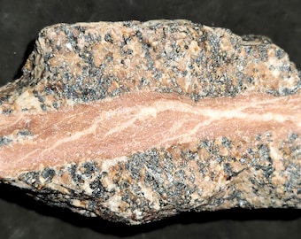 Friedelite Vein in Shortwave SW UV Willemite w Franklinite Ore - Sterling Hill Mine New Jersey Ultraviolet Rock Mineral