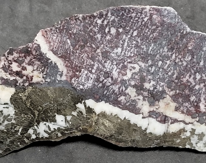 Polished Slab - Pyrite & Hematite Dendrites in Calcite/Dolomite - Sterling Hill Mine Ogdensburg by Franklin New Jersey USA
