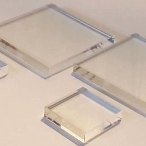 2&quot; x 0.25&quot; Clear Square Plastic Acrylic Mineral / Collectible / Specimen Display Bases 1/4&quot; Thick