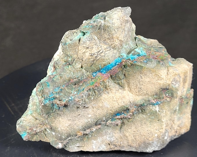 Native Copper Veins with Chrysocolla - Chimney Rock Quarry, Bound Brook, New Jersey Mineral Specimen