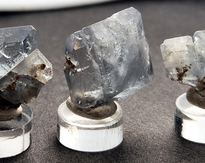 Lot of 3x Ice Blue Barite Crystals - Stoneham, Weld County, Colorado, USA - Mineral Specimens Rocks Jewelry