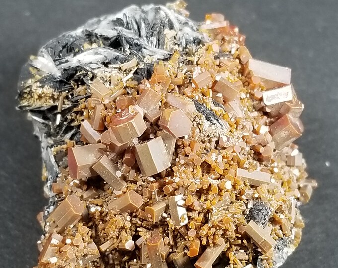 Red Orange & Brown Vanadinite Crystals on Barite Blades From Mibladen Morocco Mineral Specimen Gems