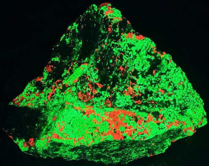 Nice Xl 9.3lbs+ SW & LW Uv Fluorescent Willemite + Calcite w Friedelite + Franklinite Sterling Hill Mine Ogdensburg by Franklin NJ