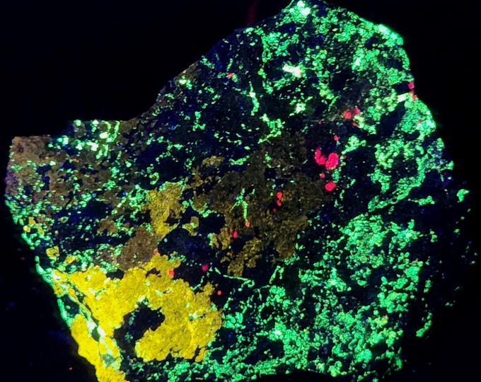 Rare A++ Shortwave SW Fluorescent Esperite Willemite & Calcite - Franklin Mine New Jersey UV Minerals Rocks