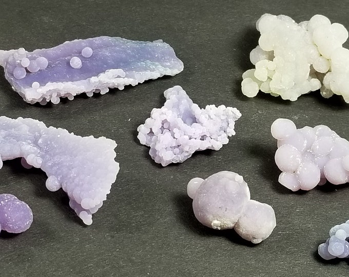 Lot of GRAPE AMETHYST CHALCEDONY Crystals Jewelry Mineral Specimens Sulawesi Indonesia Mineral Specimen Bubbly Purple Agate Quartz Gems