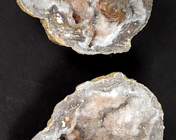 Lot of 2x Beautiful Matching Pair "Candy Apple" Geodes - Agate with Quartz Crystals - Chihuahua, Mexico