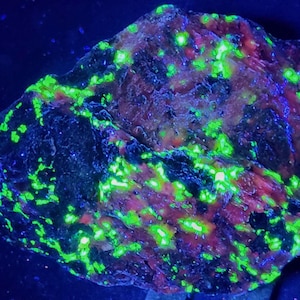 Shortwave + Longwave Ultraviolet Fluorescent Willemite & LW Bustamite Franklin Mine New Jersey UV Rocks Minerals