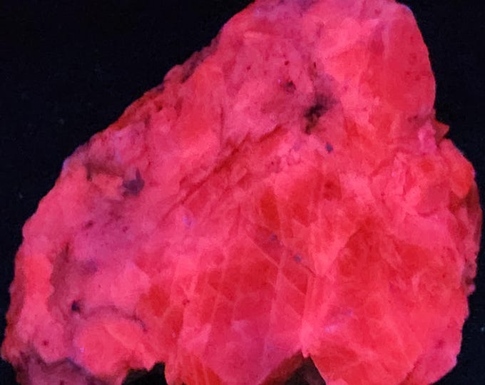 SW + MW UV Fluorescent Manganoan Salmon Calcite Sterling Hill Mine by Franklin New Jersey Ultraviolet Rock Mineral Specimen