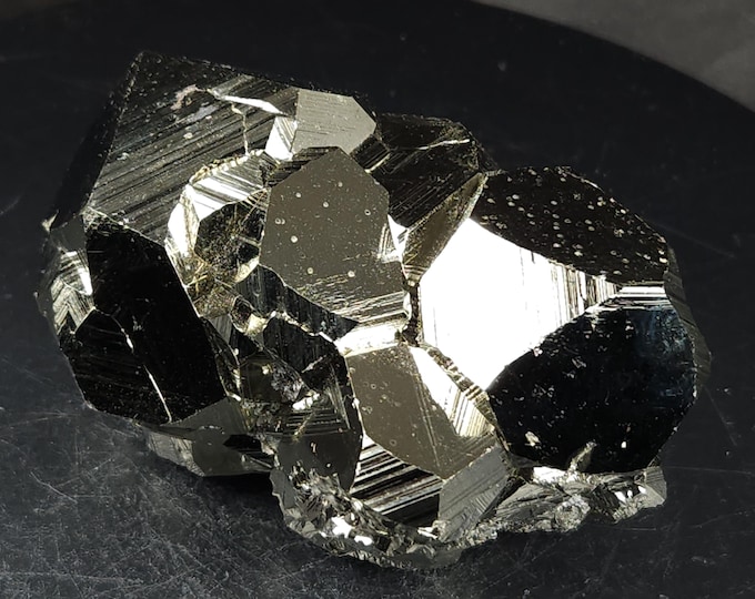 Stunning Twinned & Striated Pyrite Crystals Cluster from Huanzala Mine, Ancash, Peru Mineral Specimen