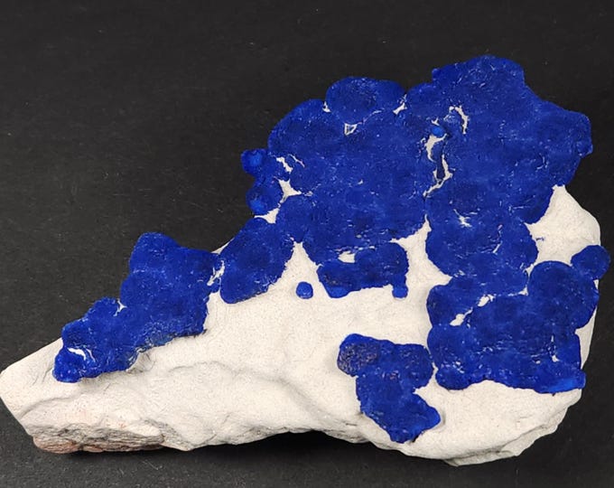 Top Rich Blue Azurite Suns / Discs on White Kaolinite from Malbunka Copper Mine Australia Crystals Minerals