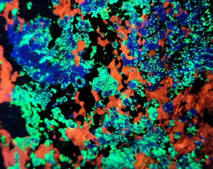 Big Beautiful Shortwave SW UV Fluorescent Hardystonite & Willemite in Calcite from Franklin NJ Ultraviolet Rocks Minerals