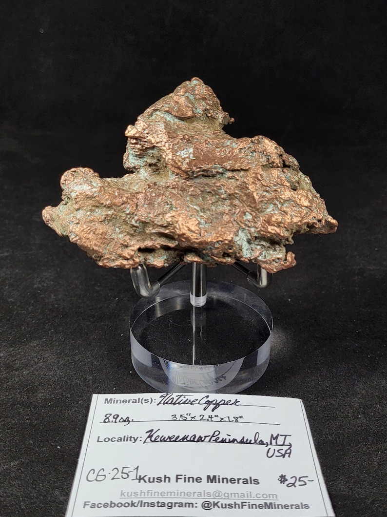 Beautiful Sculptural 8.9 Ozs Native Copper Nugget From the Keweenaw ...