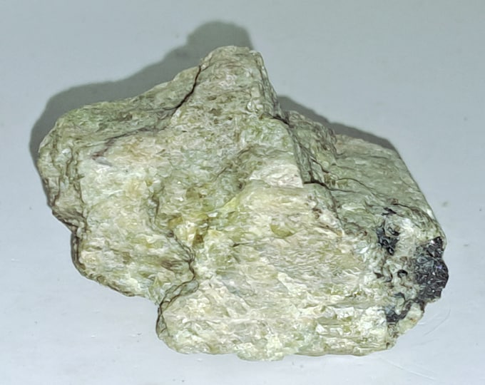 SW + LW Uv Fluorescent & Daylight Apple Green Willemite w Franklinite Franklin Mine New Jersey USA Ultraviolet Rock Specimen