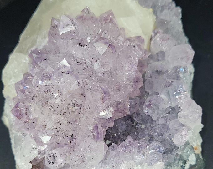 Purple Amethyst Crystals from Brazil with Shortwave UV Fluorescent Calcite