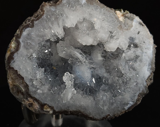 SW + LW UV Fluorescent Trancas Geode Half - Agate, Quartz & Calcite Crystals from Chihuahua, Mexico
