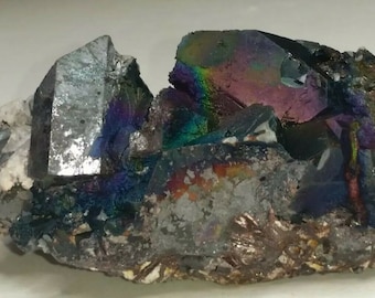 Rare RUTILE Crystals w Rainbow TURGITE Iridescent Hematite Graves Mountain Georgia USA Mineral Specimen