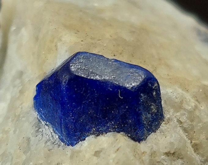 Very Sharp + Bright Blue Lazulite Crystal Kokcha River Valley, Bakacha Prov, Afghanistan Natural Mineral Specimen Gems