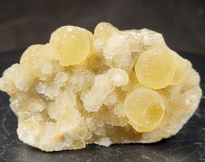 Gorgeous Botryoidal Golden Yellow Fluorite Crystals on Quartz from Xinyang, Henan Prov., China Mineral Specimens Rocks