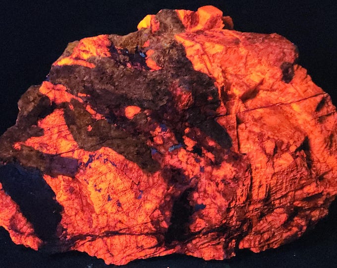 XL Shortwave SW UV Fluorescent Fluorapatite Crystals, Calcite & Aragonite Sterling Hill Mine by Franklin New Jersey Ultraviolet Minerals