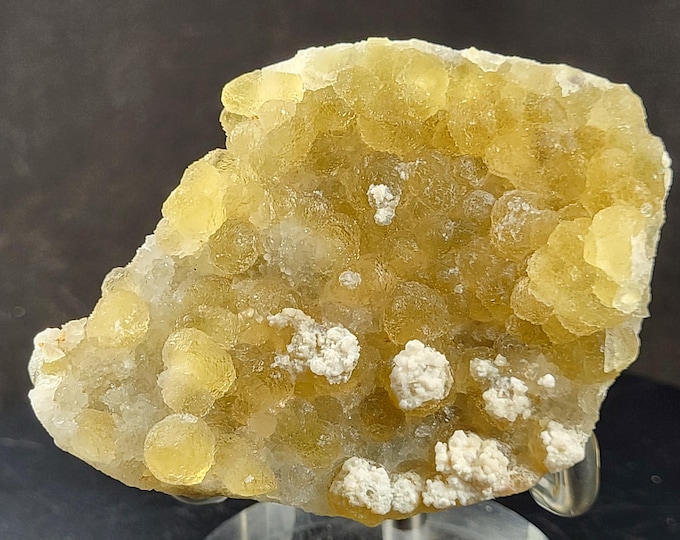 Rare Botryoidal Golden Yellow Fluorite Crystals from Xinyang, Henan Province, China Mineral Specimen Rocks