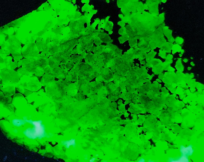 End Cut Slab SW + LW Uv Fluorescent Daylight Green Willemite with Tephroite Zincite from Franklin NJ Ultraviolet Rocks Minerals