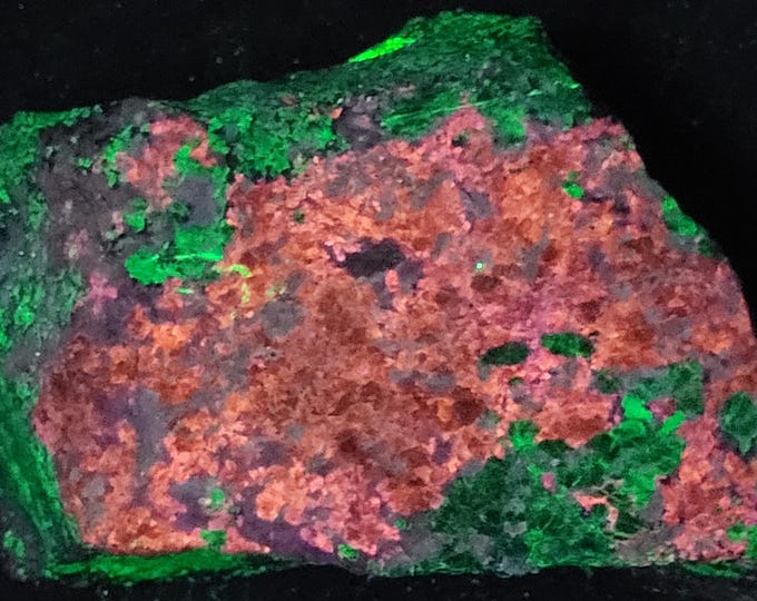 Top Grade SW + LW UV Fluorescent + Phosphorescent Sphalerite & Black Willemite Sterling Hill by Franklin New Jersey Ultraviolet Minerals