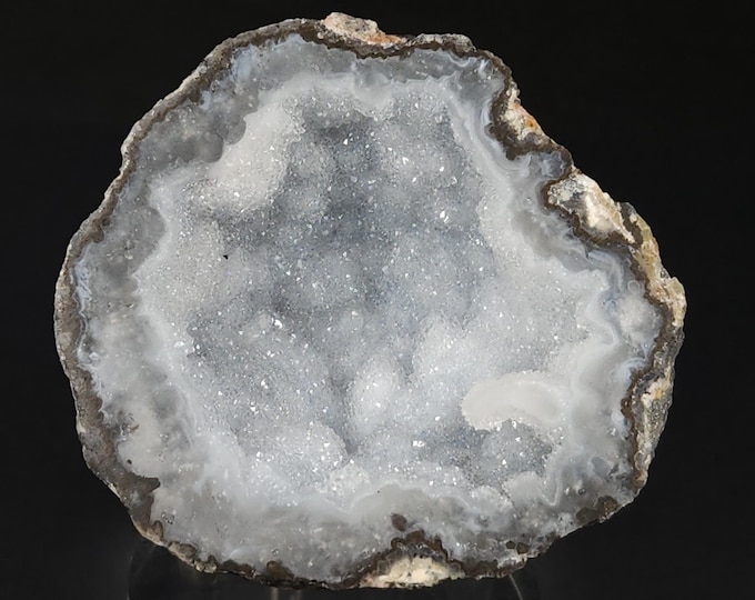 SW + LW UV Fluorescent Trancas Geode Half - Agate, Quartz & Calcite Crystals from Chihuahua, Mexico