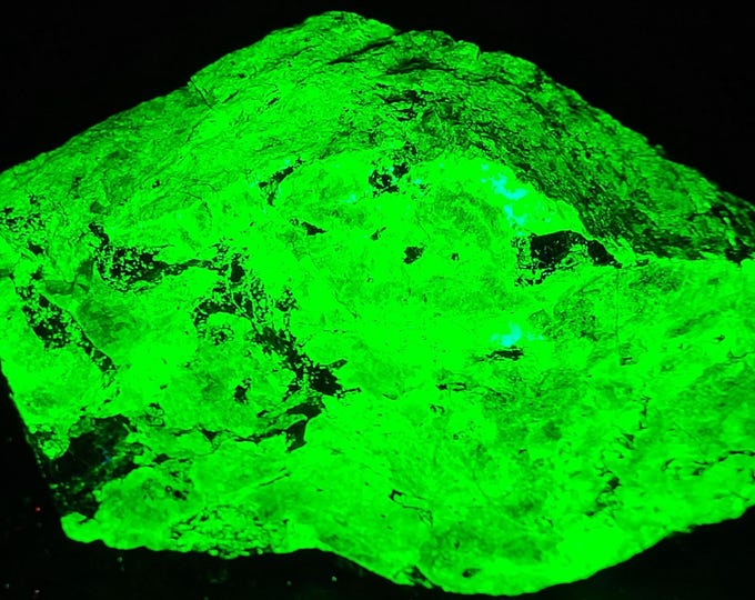 Super Bright Solid Shortwave + Longwave Ultraviolet Fluorescent Willemite from Sterling Hill Mine by Franklin New Jersey Uv Rocks