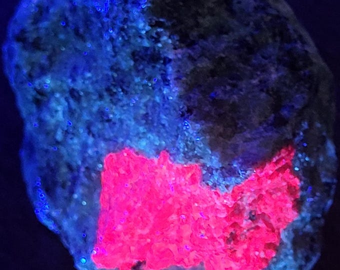 Longwave UV Fluorescent Ruby in Zoisite from Tanzania LW Ultraviolet Mineral Display Specimen