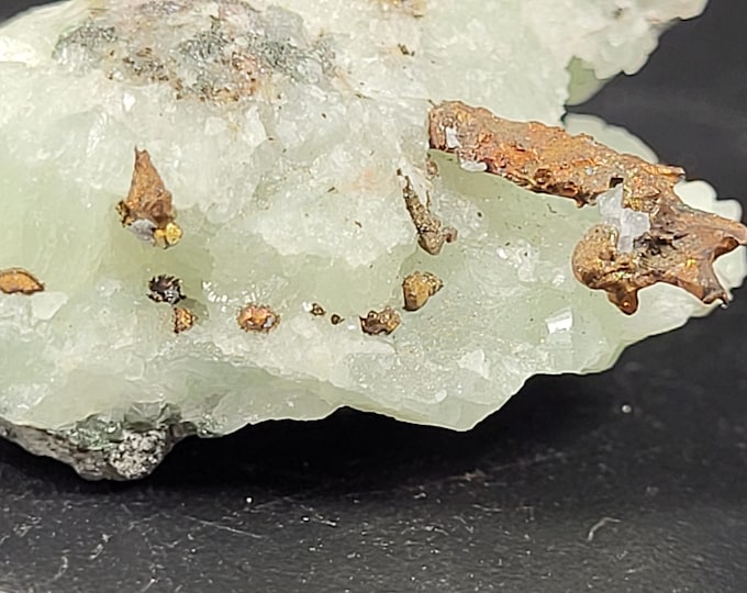 Rare Native Copper on Prehnite Crystals from the Keweenaw Peninsula Michigan USA Mineral Specimens Rocks