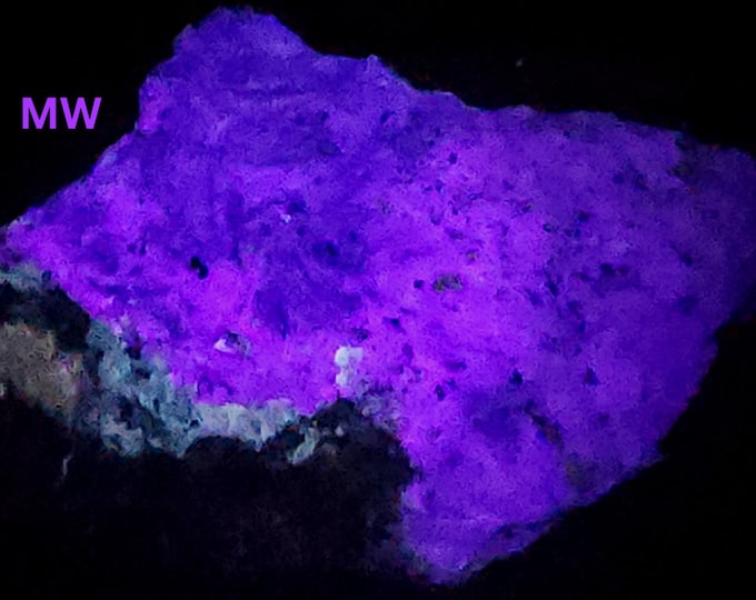 Big MW LW Uv Fluorescent Scapolite & Calcite - Lime Crest Quarry, Sparta, New Jersey, USA - Ultraviolet Rocks Minerals