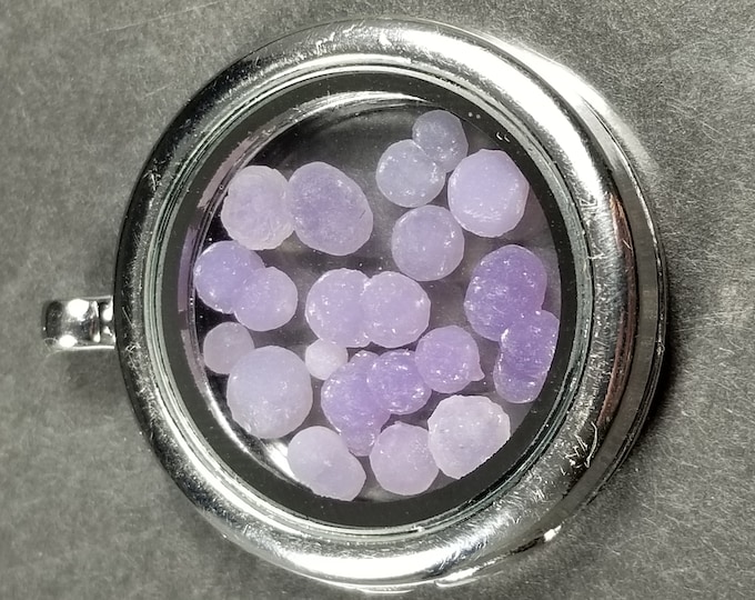 Floating Locket Pendant w/ A++ Sparkling GRAPE AMETHYST Chalcedony Crystals Indonesia Purple Agate Quartz Gem Minerals Jewelry