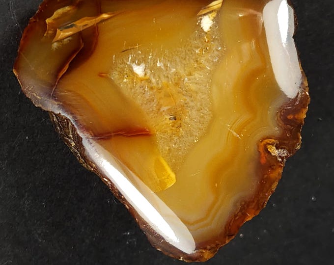 Polished Red Orange New Jersey Carnelian w/ Banding & Quartz Center - Mineral Display Specimen Crystals