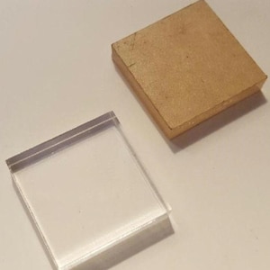 1.25&quot; x 0.25&quot; Clear Square Plastic Acrylic Mineral / Collectible / Specimen Display Bases 1 1/4&quot; x 1/4&quot; Thick