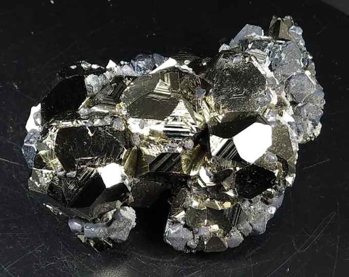 Top A++ Gorgeous Twinned & Striated Pyrite Crystals with Galena from Huanzala Mine, Ancash, Peru Minerals