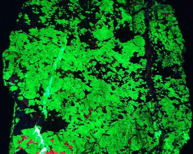 XL 6+lbs Shortwave SW Uv Fluorescent White Willemite & Calcite Veins in Red Willemite w Franklinite Sterling Hill by Franklin NJ Minerals