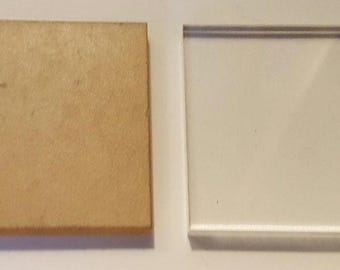 Bases de exhibición de muestras/coleccionables/minerales de acrílico cuadrado transparente de 4" x 0,25" de plástico, 4" x 1/4" de espesor