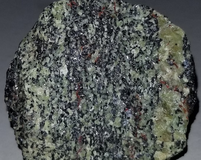 Gneissic Ore SW LW Uv Fluorescent Daylight Green Willemite Crystal Grains w Franklinite & Zincite Franklin New Jersey Ultraviolet Mineral